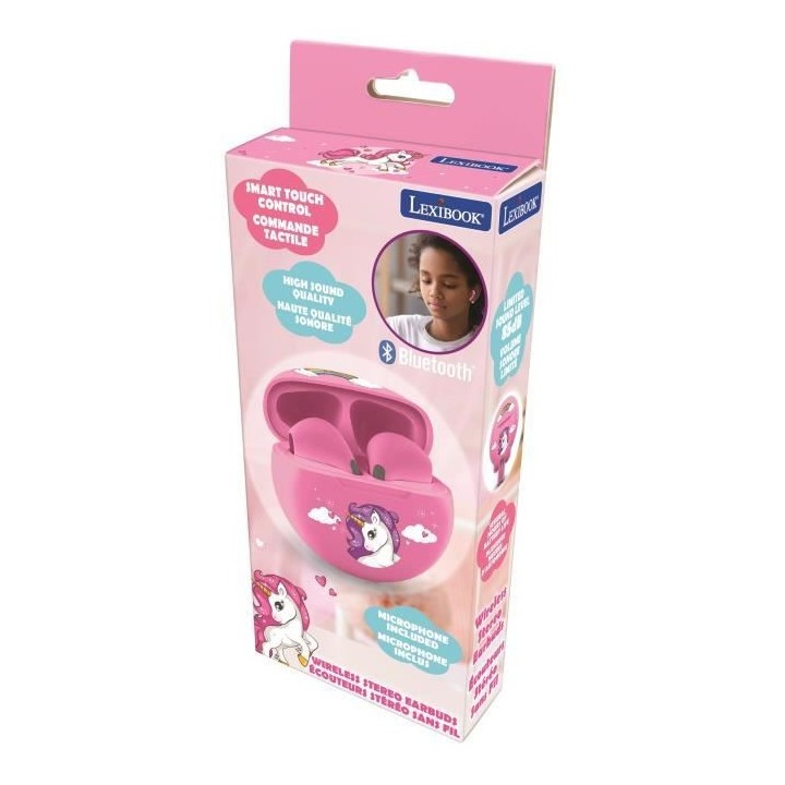 LEXIBOOK - Ecouteurs stéréo sans fil pour enfants - Licorne