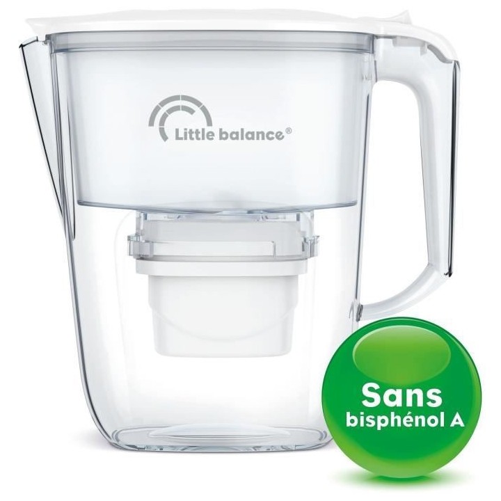 Carafe Filtrante Claire + 3 cartouches LITTLE BALANCE - 8592 - Réduit