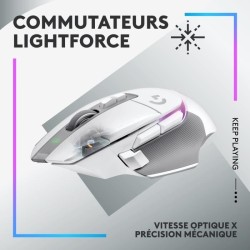 Logitech - G502 X PLUS LIGHTSPEED Souris Gaming RVB Sans Fil - Boutons hybrides LIGHTFORCE, Capteur gaming HERO 25K - Blanc