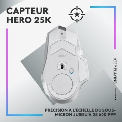 Logitech - G502 X PLUS LIGHTSPEED Souris Gaming RVB Sans Fil - Boutons hybrides LIGHTFORCE, Capteur gaming HERO 25K - Blanc