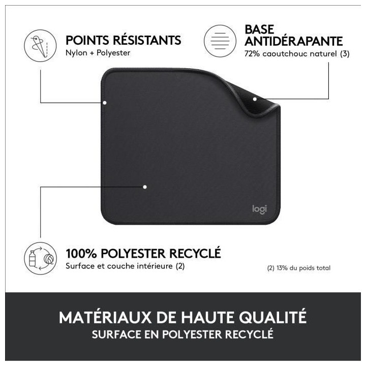 Tapis de souris durable - Logitech - Série Studio - Glissement facile