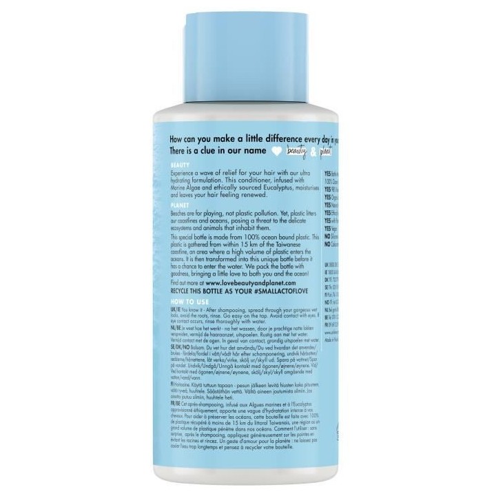 LOVE BEAUTY AND PLANET Apres-Shampoing Vague d'Hydratation - 400 ml