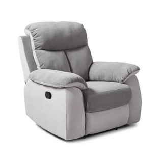 Fauteuil relax manuel - BELEM - Tissu Gris clair et Gris foncé - L 97