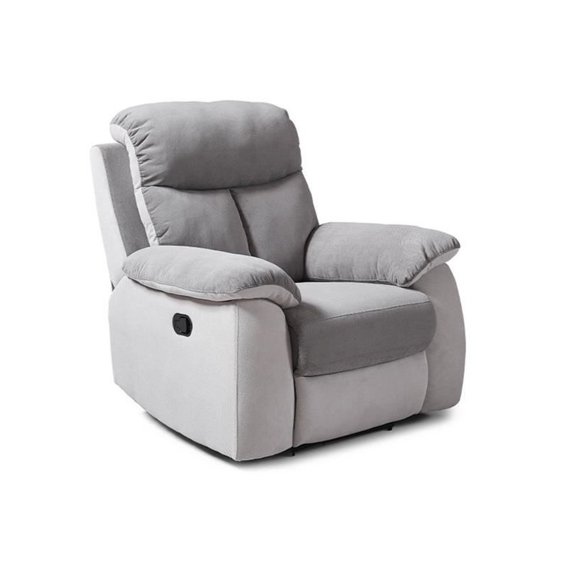 Fauteuil relax manuel - BELEM - Tissu Gris clair et Gris foncé - L 97 x P 94 x H 101 cm