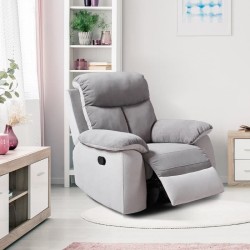 Fauteuil relax manuel - BELEM - Tissu Gris clair et Gris foncé - L 97 x P 94 x H 101 cm