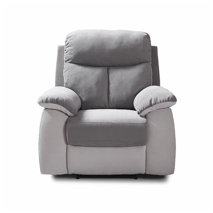 Fauteuil relax manuel - BELEM - Tissu Gris clair et Gris foncé - L 97