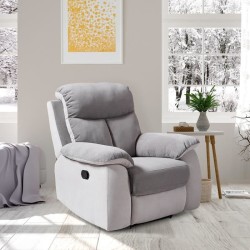 Fauteuil relax manuel - BELEM - Tissu Gris clair et Gris foncé - L 97 x P 94 x H 101 cm