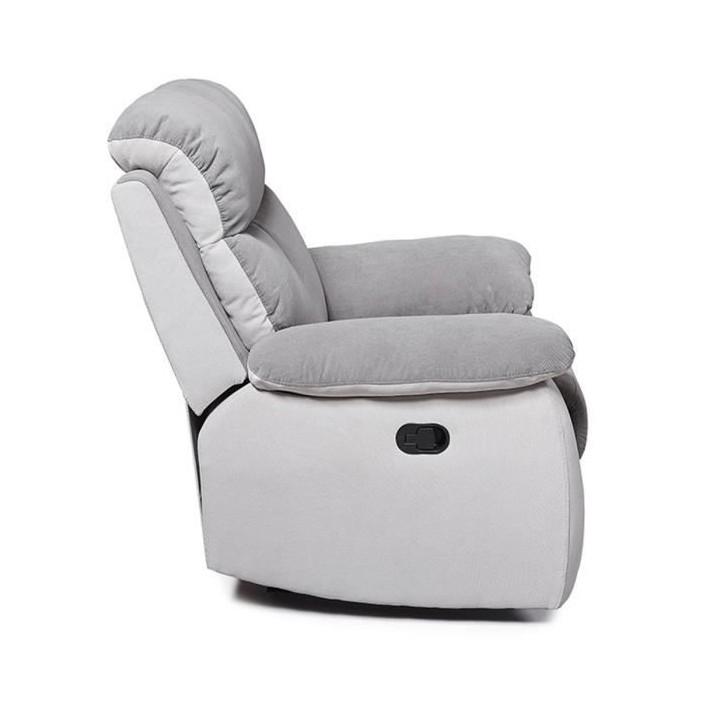 Fauteuil relax manuel - BELEM - Tissu Gris clair et Gris foncé - L 97