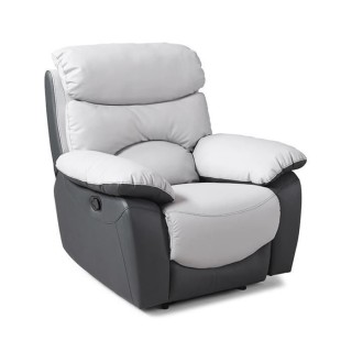 Fauteuil relax manuel - Simili Gris clair et Gris foncé - L 99 x P 92