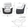 Fauteuil relax manuel - Simili Gris clair et Gris foncé - L 99 x P 92 x H 107 cm - SOBRAL