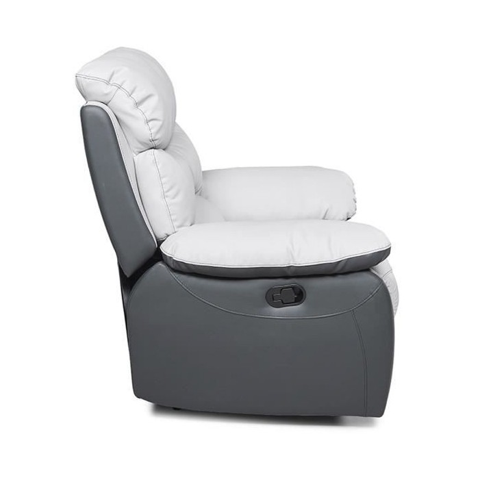 Fauteuil relax manuel - Simili Gris clair et Gris foncé - L 99 x P 92