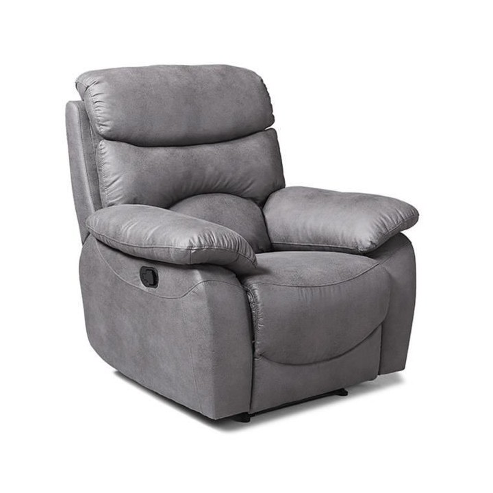 Fauteuil relax manuel - Tissu Gris - L 99 x P 92 x H 107 cm - SOBRAL