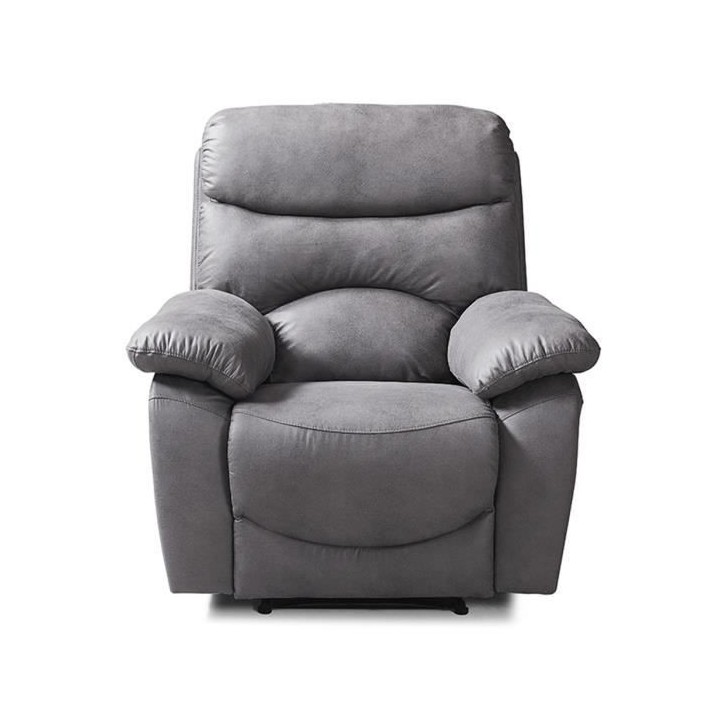 Fauteuil relax manuel - Tissu Gris - L 99 x P 92 x H 107 cm - SOBRAL