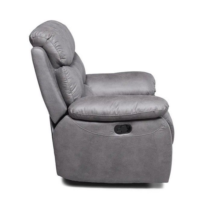Fauteuil relax manuel - Tissu Gris - L 99 x P 92 x H 107 cm - SOBRAL