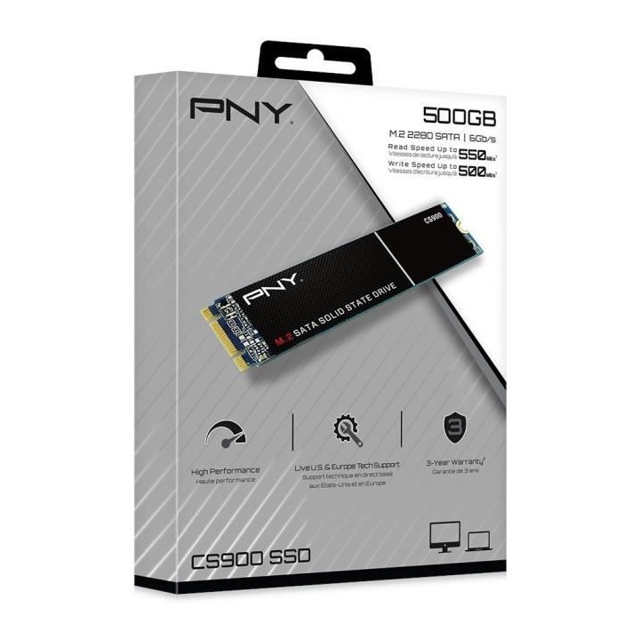 PNY - SSD Interne - CS900 - 500Go - M.2 (M280CS900-500-RB)