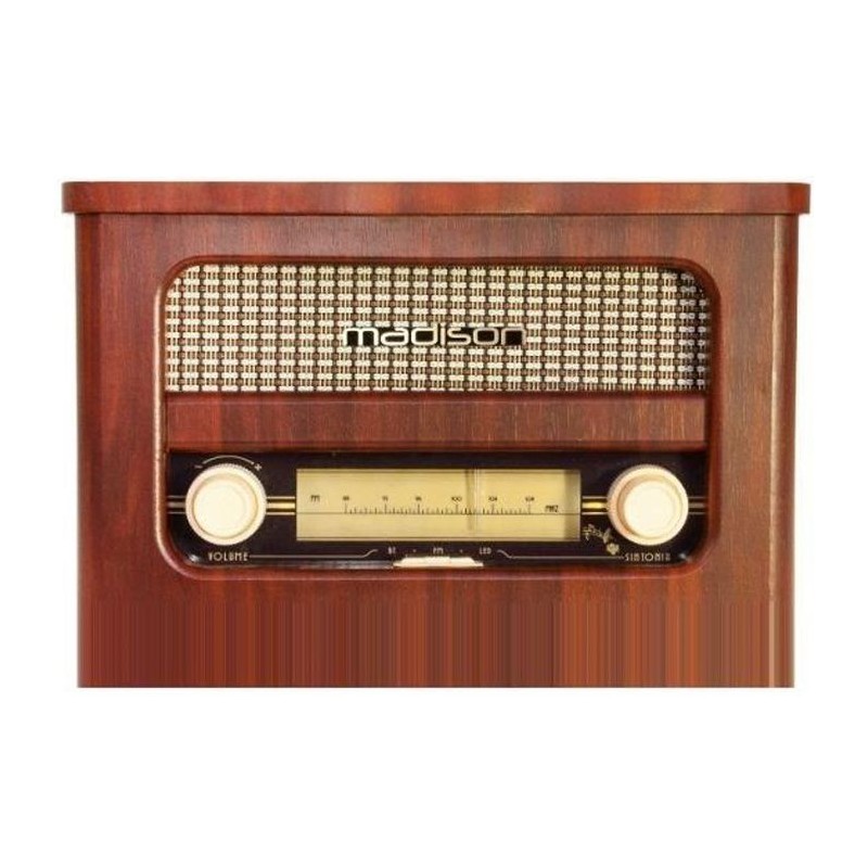 MADISON MAD-RETRORADIO - Radio rétro - Bluetooth, Radio FM, Entrée MP3 - Eclairage de la gradation des fréquences