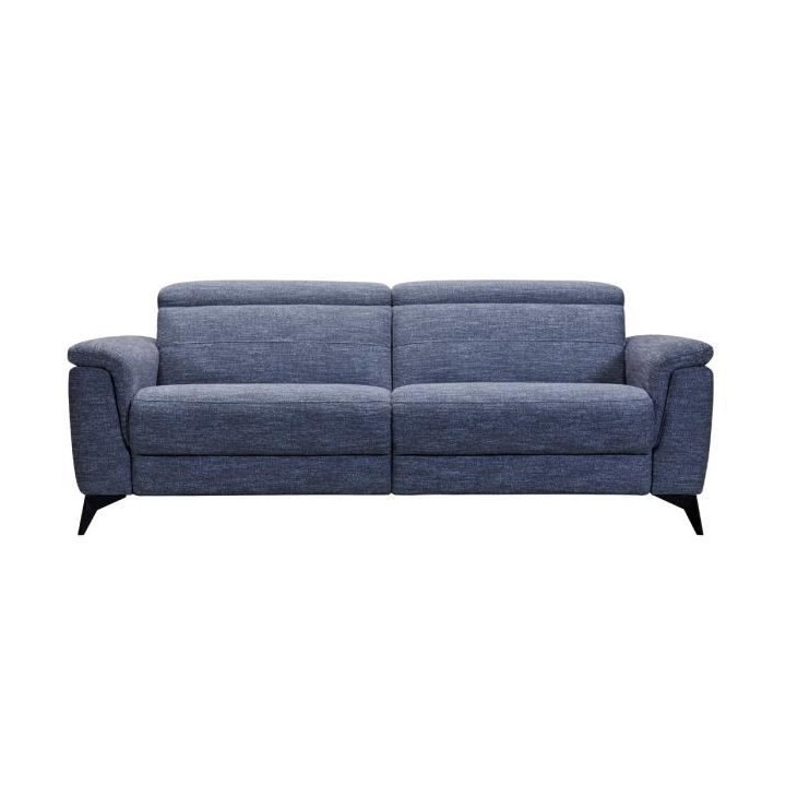 Canapé 3 places avec 2 relax electrique - Tissu bleu clair - L 208 x