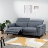 Canapé 3 places avec 2 relax electrique - Tissu bleu clair - L 208 x P 108 x H x 79 cm - MELBOURNE