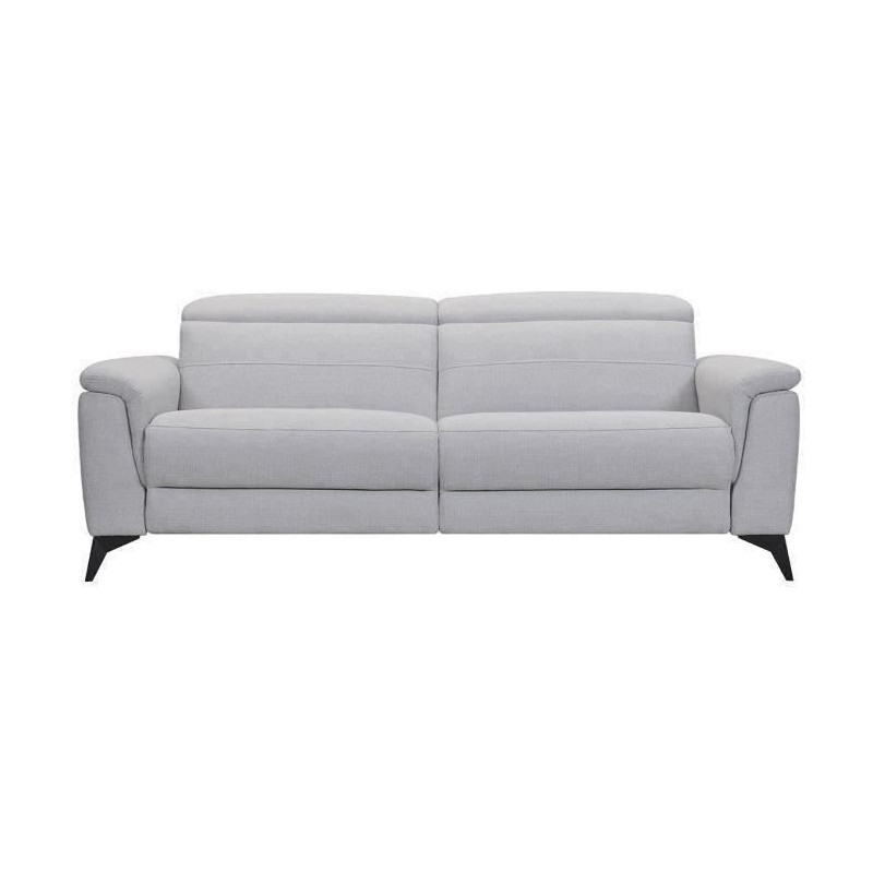 Canapé 3 places avec 2 relax électrique - Tissu gris clair - L 208 x P 108 x H x 79 cm - MELBOURNE