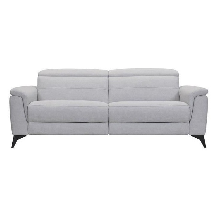 Canapé 3 places avec 2 relax électrique - Tissu gris clair - L 208 x