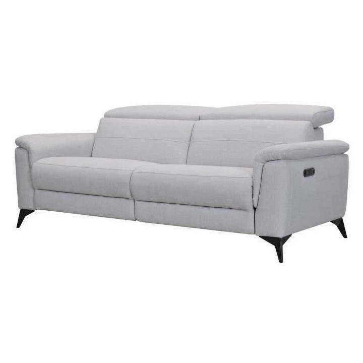 Canapé 3 places avec 2 relax électrique - Tissu gris clair - L 208 x