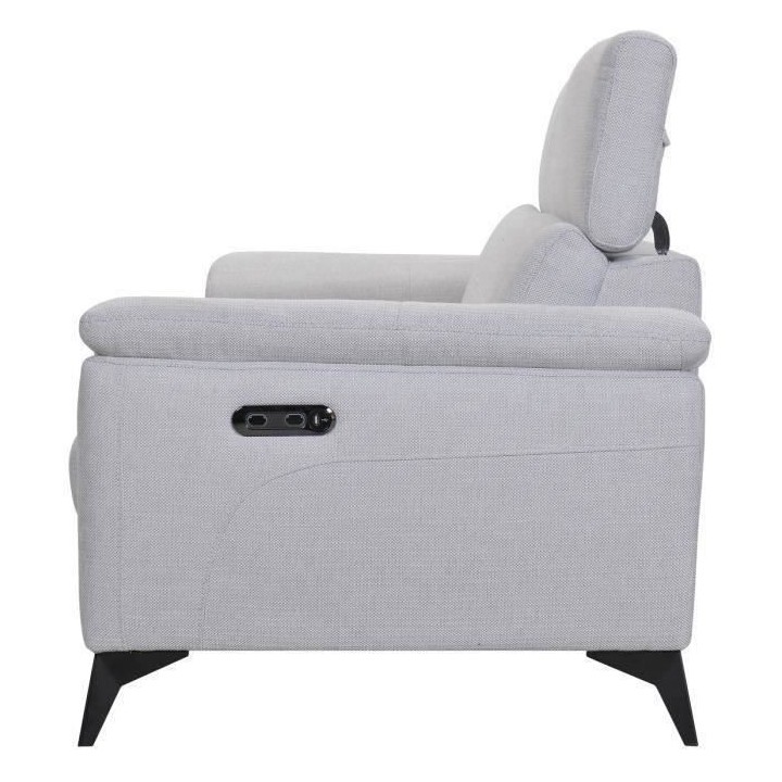 Canapé 3 places avec 2 relax électrique - Tissu gris clair - L 208 x