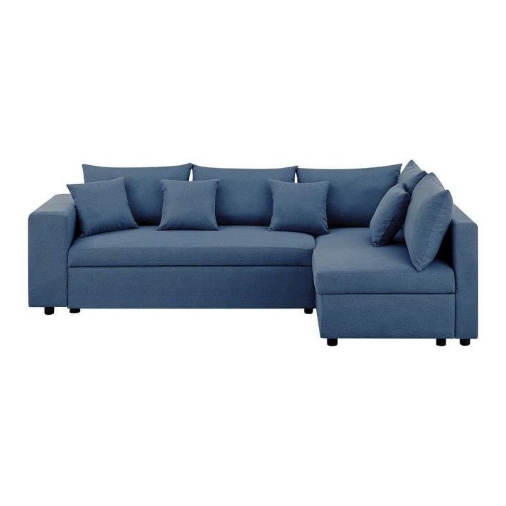 Canapé d'angle a droite convertible + Coffre de rangement + 4 coussin