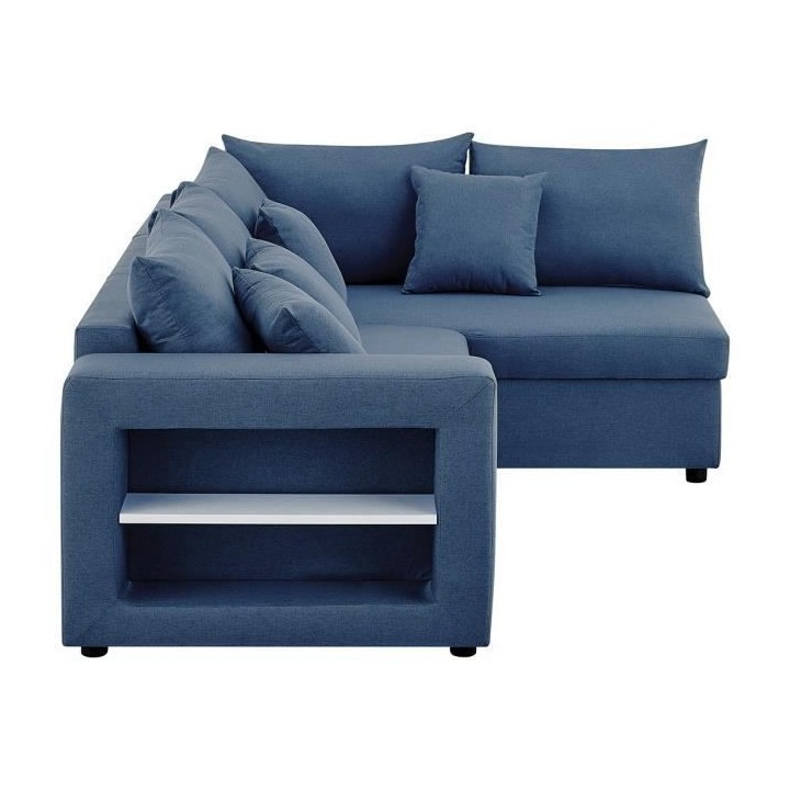 Canapé d'angle a droite convertible + Coffre de rangement + 4 coussin