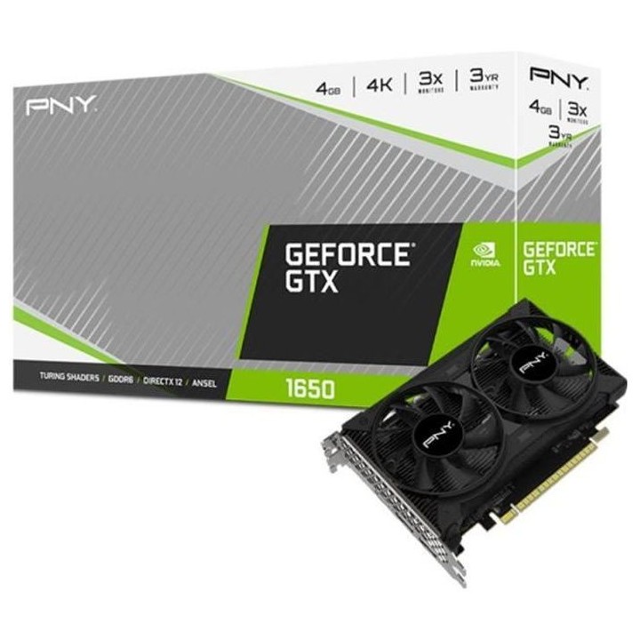 PNY - Carte graphique GTX 1650 Dual Fan - 4 Go