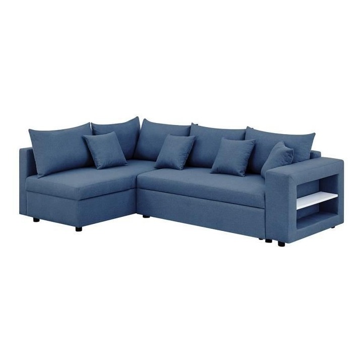 Canapé d'angle a gauche convertible + coffre de rangement + 4 coussin