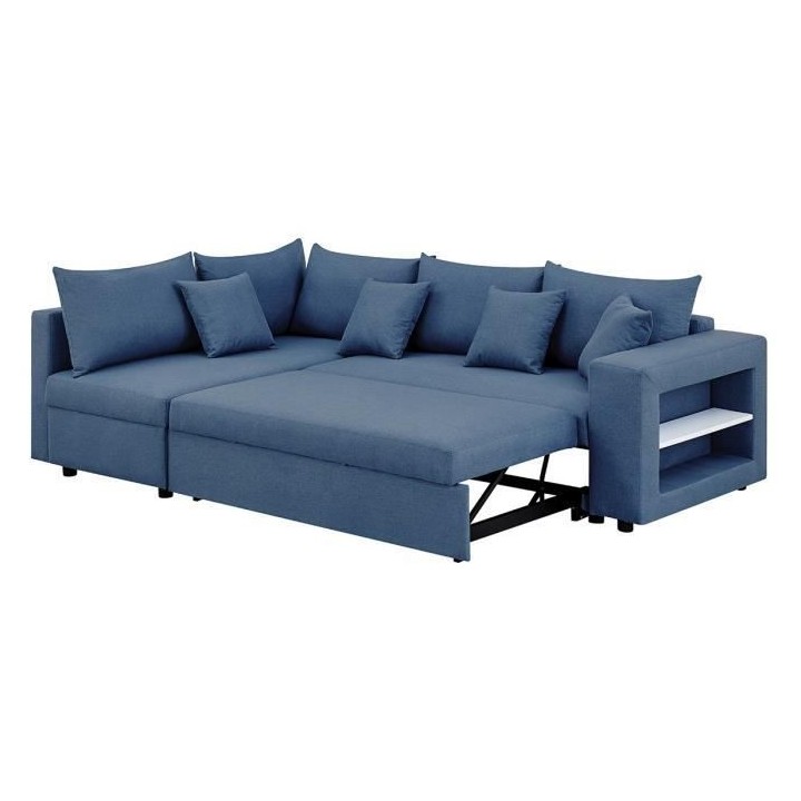 Canapé d'angle a gauche convertible + coffre de rangement + 4 coussin