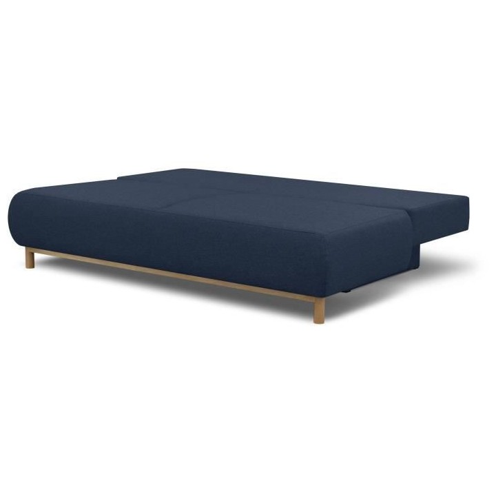 Banquette convertible 3 places MIKA - Tissu bleu foncé - Coffre de ra