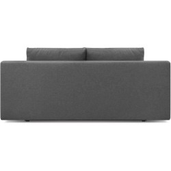 Banquette convertible 3 places MIKA - Tissu gris - Coffre de rangement - L 192 x H 84 x P 93 cm