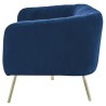 MATHIS Canapé rétro 3 places - Velours Bleu et structure bois massif - L 207 x P 87 x H 77 cm