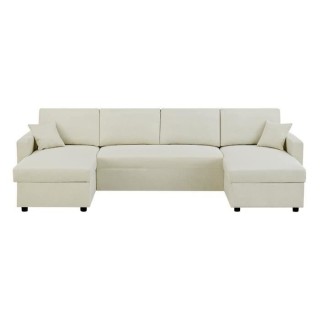 Canapé d'angle convertible panoramique + 2 coffres de rangement + 2 c