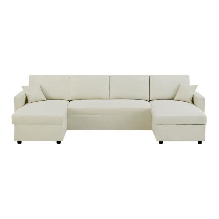 Canapé d'angle convertible panoramique + 2 coffres de rangement + 2 c