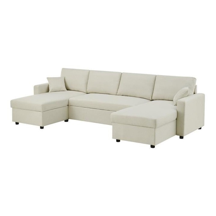 Canapé d'angle convertible panoramique + 2 coffres de rangement + 2 c