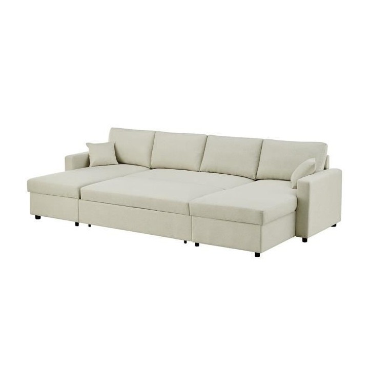 Canapé d'angle convertible panoramique + 2 coffres de rangement + 2 c