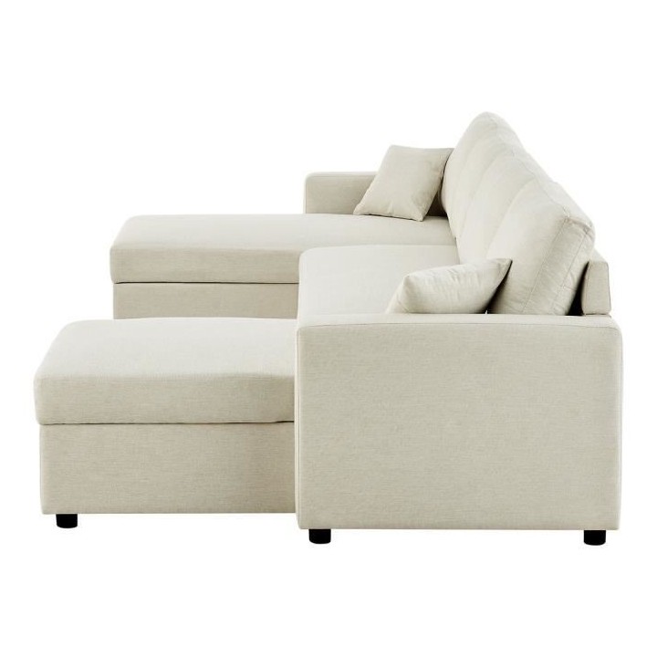 Canapé d'angle convertible panoramique + 2 coffres de rangement + 2 c