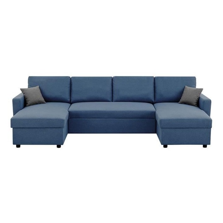 Canapé d'angle convertible panoramique + 2 coffres de rangement + 2 c