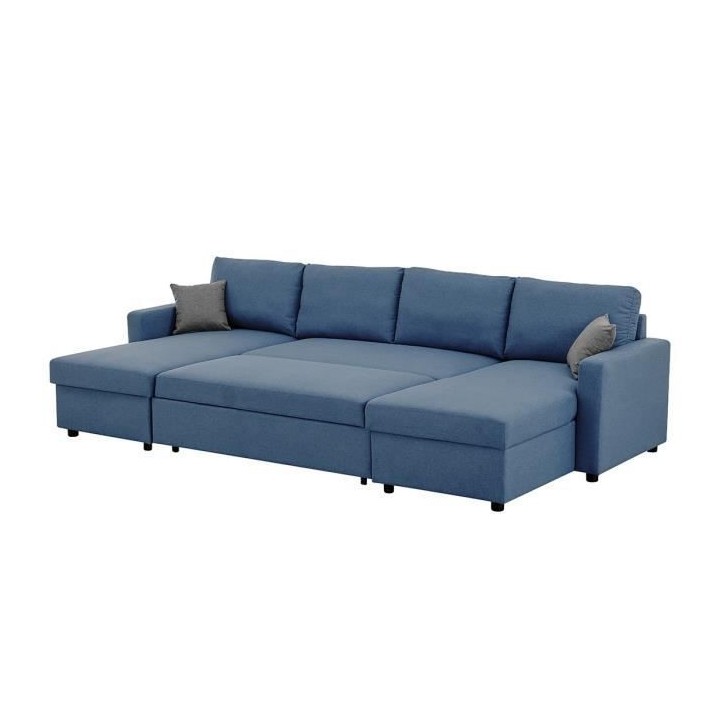 Canapé d'angle convertible panoramique + 2 coffres de rangement + 2 c