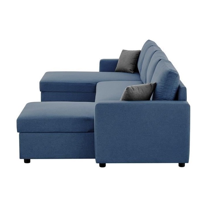 Canapé d'angle convertible panoramique + 2 coffres de rangement + 2 c