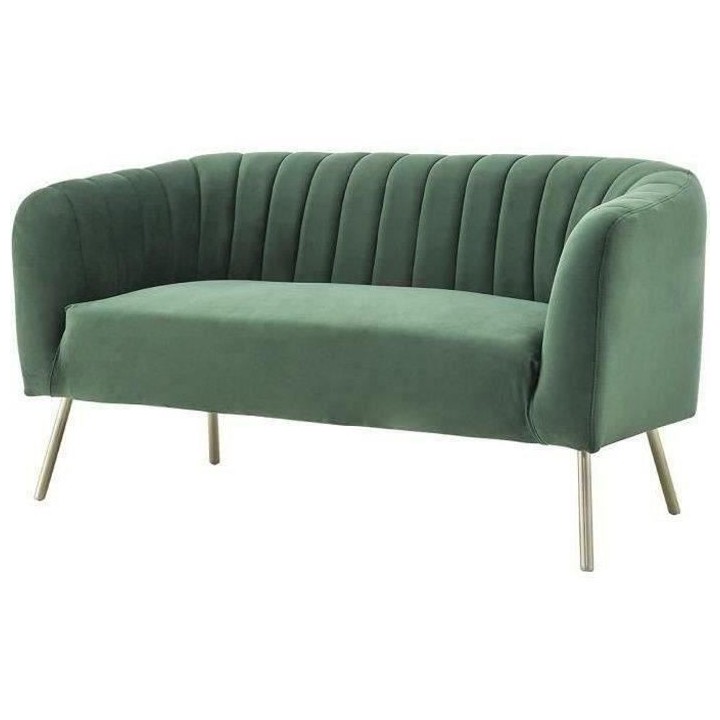 Canapé 2 places - Bleu vert - Velours - L 142 x P 70 x H 71 cm - MATH