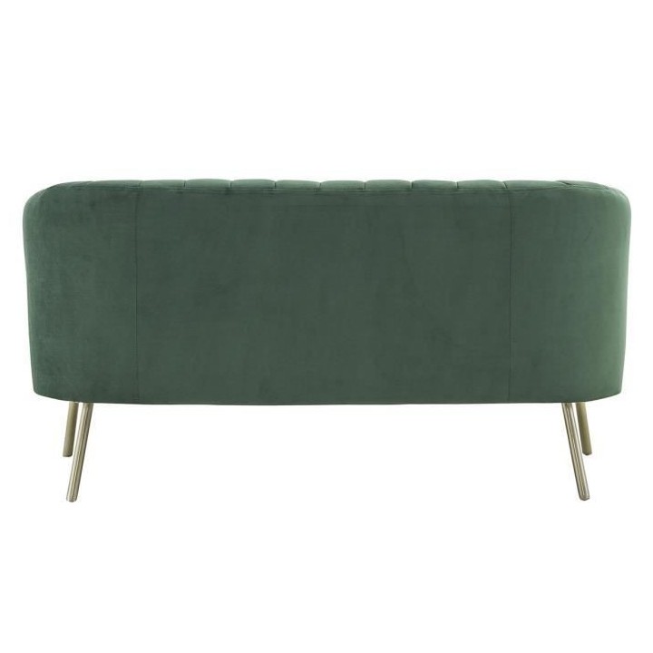 Canapé 2 places - Bleu vert - Velours - L 142 x P 70 x H 71 cm - MATH