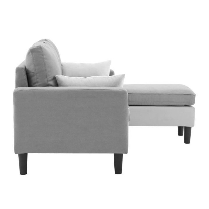 Canapé d'angle réversible Boston - Tissu Gris clair et blanc - L 194