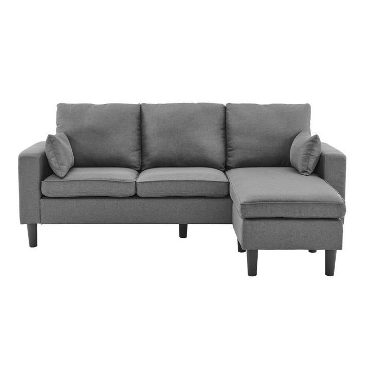 Canapé d'angle réversible Boston - Tissu Gris foncé - L 194 x P 139