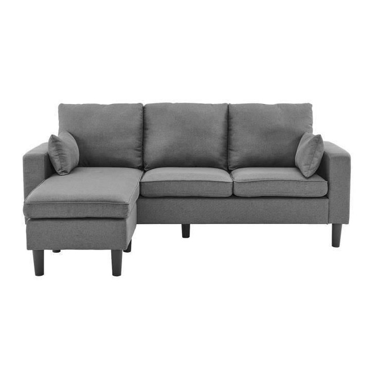 Canapé d'angle réversible Boston - Tissu Gris foncé - L 194 x P 139