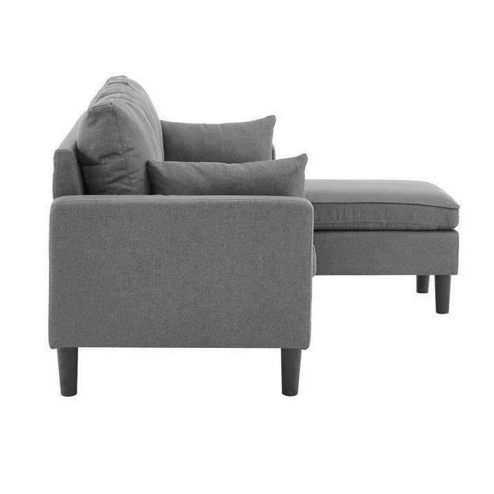 Canapé d'angle réversible Boston - Tissu Gris foncé - L 194 x P 139