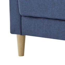 Canapé 3 places + 2 coussins - Tissu Bleu - L 175 x P 80 x H 85 cm - COPENHAGUE