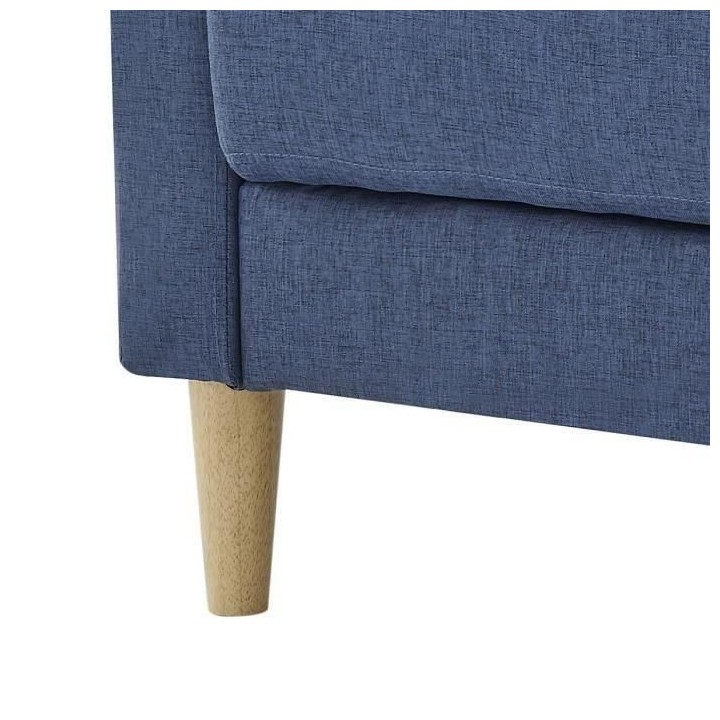 Canapé 3 places + 2 coussins - Tissu Bleu - L 175 x P 80 x H 85 cm -